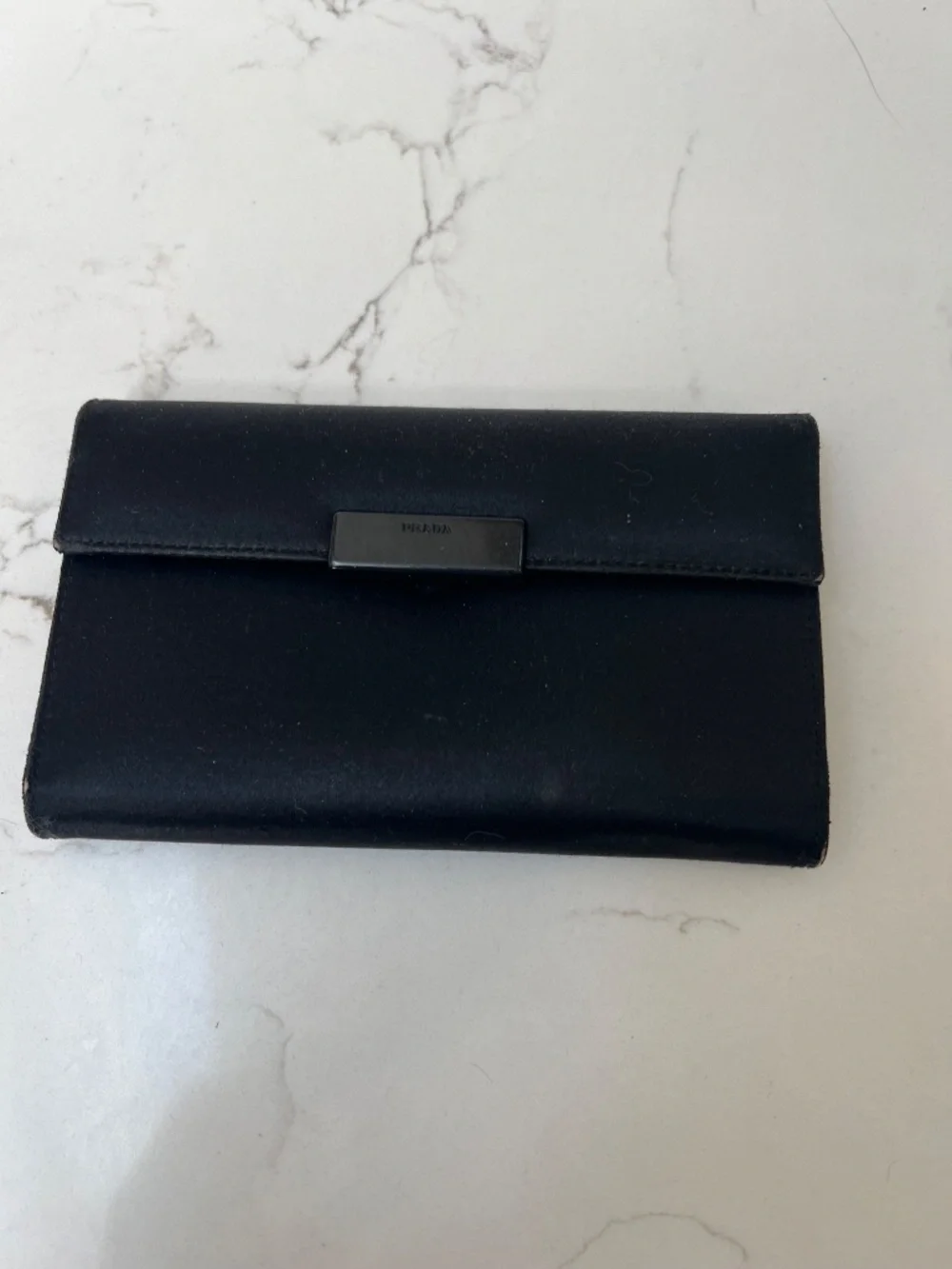 Vintage Prada Black Tessuto Nylon & Leather Trifold Wallet – Made in Italy